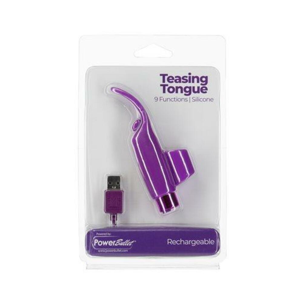 677613983152_1 Powerbullet Teasing Tongue With Mini Rechargeable Bullet 2.5 In. Purple - Image 1