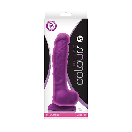 67846 Colours Dual Density 5 Dong w/Balls & Suction Cup - Purple - Image 1