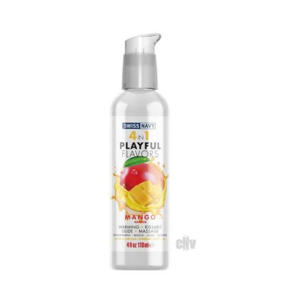 699439007430_1 Swiss Navy 4 In 1 Playful Flavors Mango 4 Oz. - Image 1
