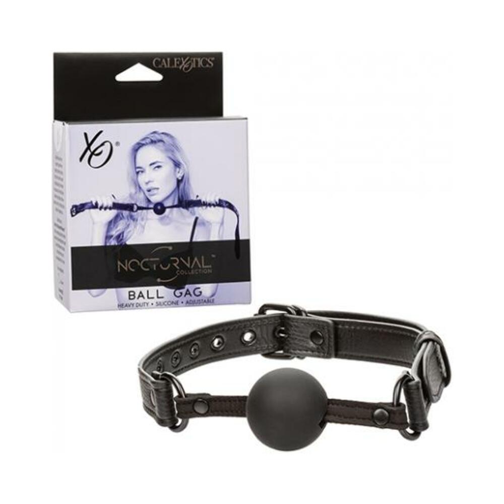 716770108401_1 Nocturnal Collection Silicone Ball Gag - Black - Image 1