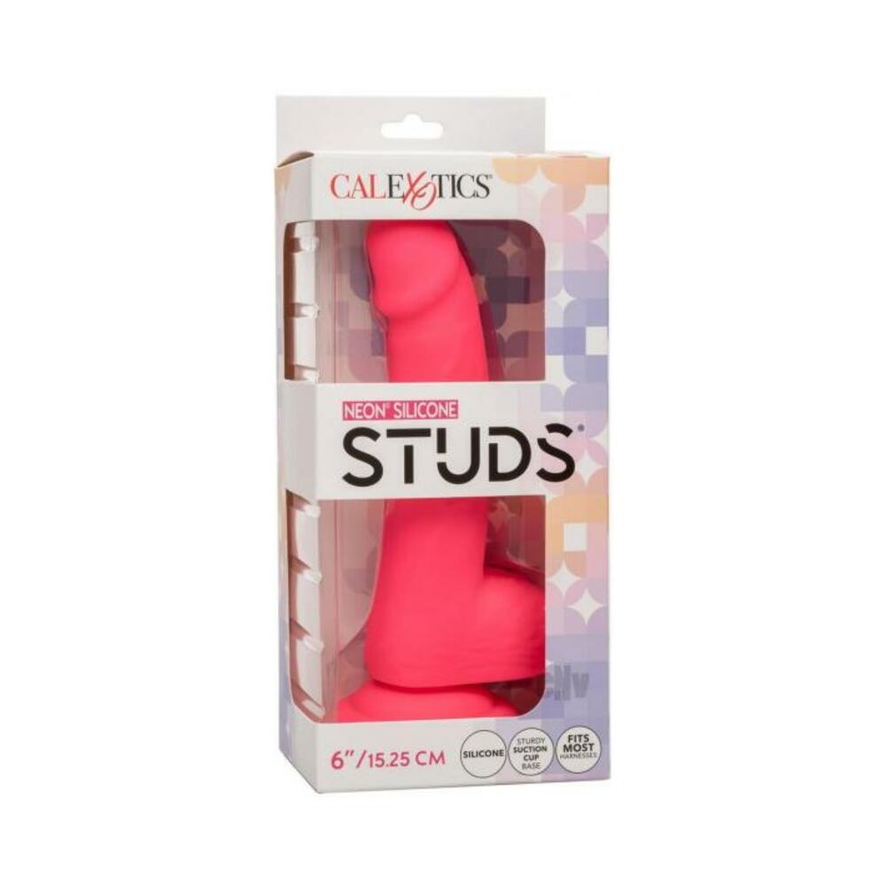 716770108593_1 Silicone Studs Neon 6" Dildo - Pink - Image 1