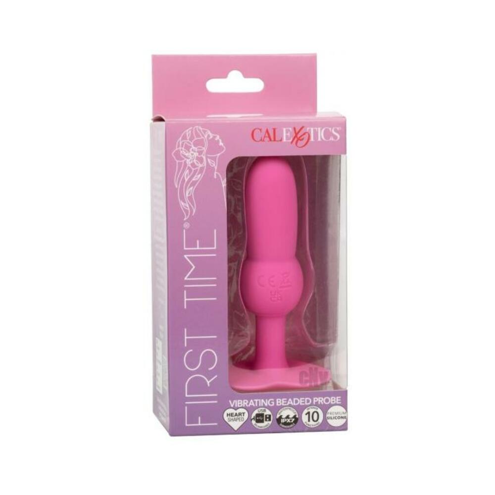 716770108722_1 First Time Vibrating Beaded Anal Probe - Pink - Image 1