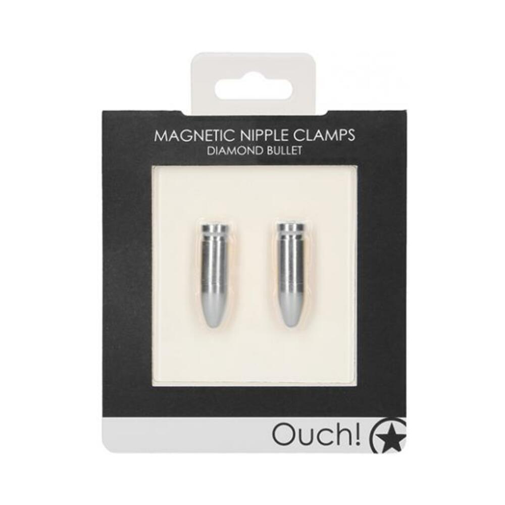 7423522461419_1 Ouch Magnetic Nipple Clamps - Diamond Bullet - Silver - Image 1