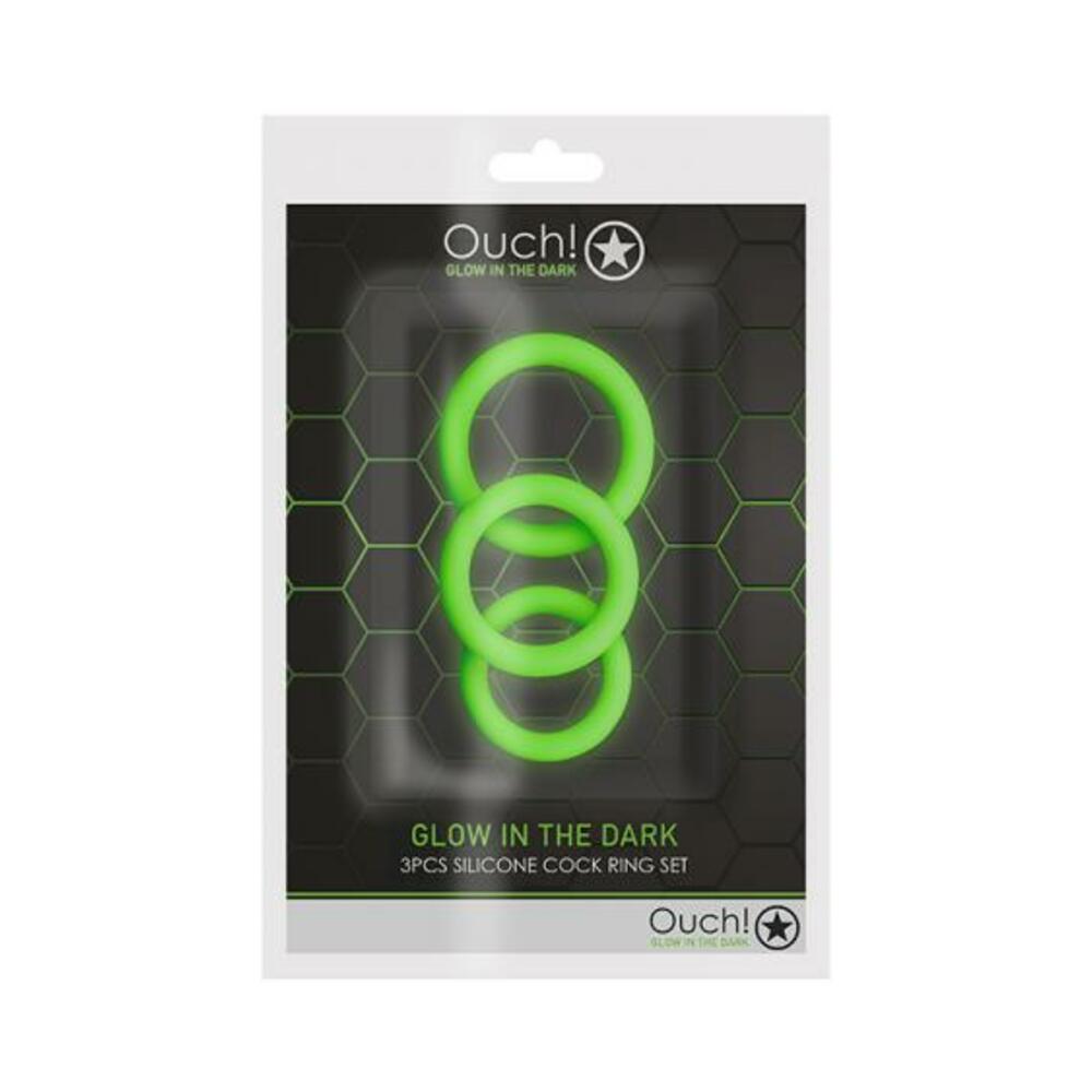 7423522639627_1 Ouch Cock Ring Set 3pc Gitd - Image 1