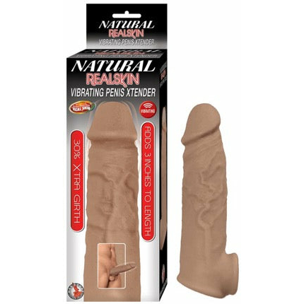 Natural Realskin Vibrating Penis Xtender - Brown