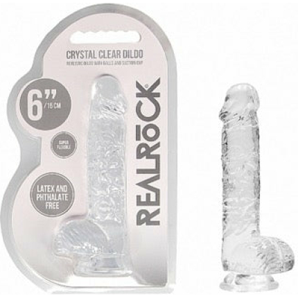 Shots RealRock Realistic Crystal Clear 6 Dildo w/Balls -  Transparent Clear