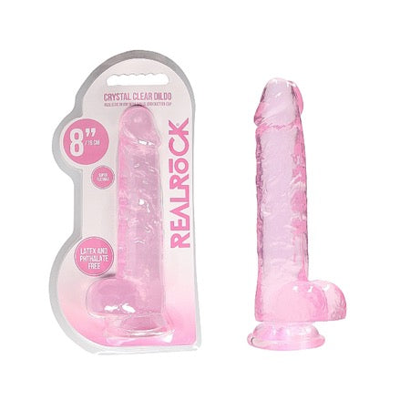 76188 Shots RealRock Realistic Crystal Clear 8 Dildo w/Balls - Pink - Image 1
