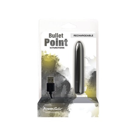 76480 Bullet Point Rechargeable Bullet - 10 Functions Black - Image 1