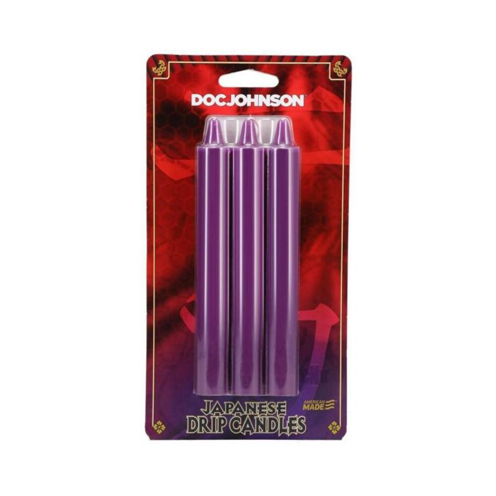 782421082819_1 Japanese Drip Candles 3pk Purple - Image 1