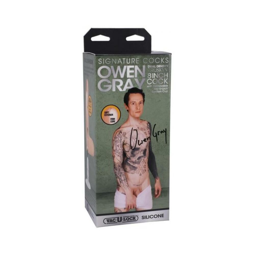 782421086671_1 Signature Cocks Owen Gray 8 In. Dual Density Silicone Dildo With Removable Vac-u-lock Suction Cup Be - Image 1