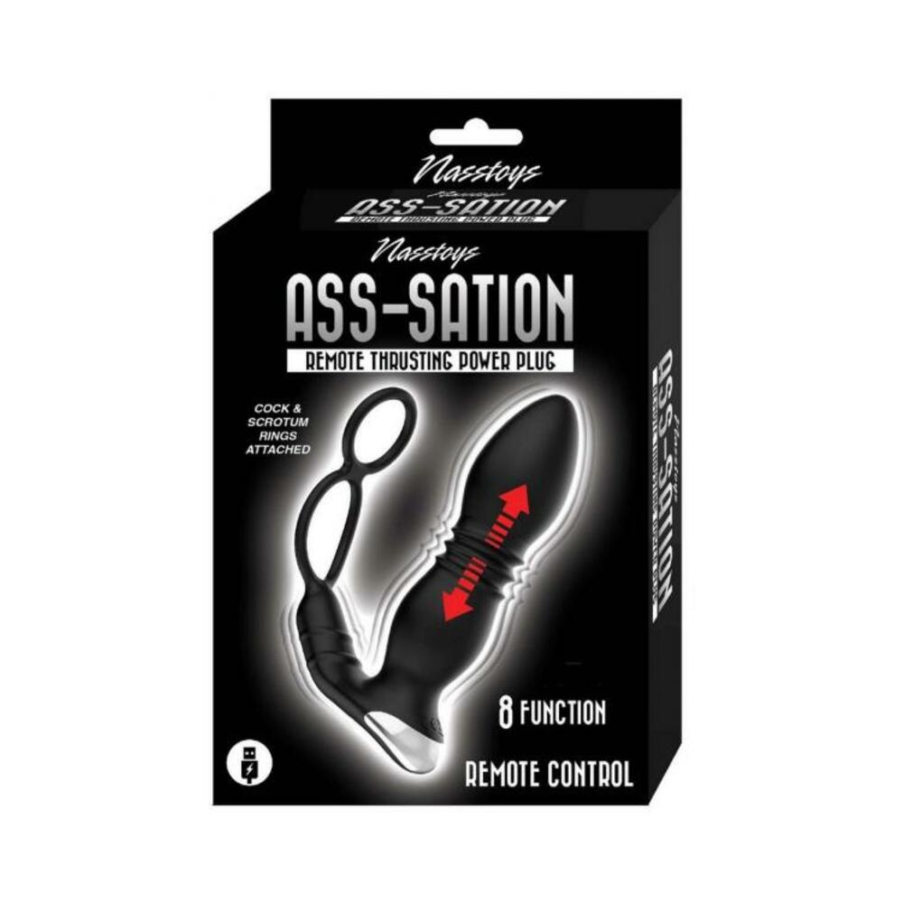 782631316506_1 Ass-sation Remote Thrusting Power Plug Black - Image 1