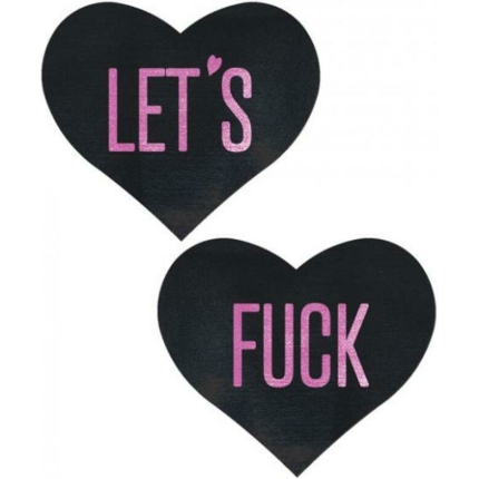Pastease Let's F*ck Hearts Black O/S Pasties