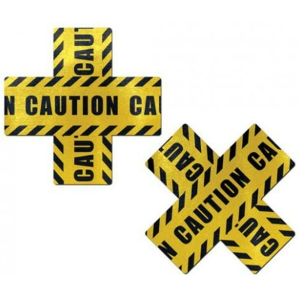Pastease Caution Cross X Black Yellow Pasties O/S