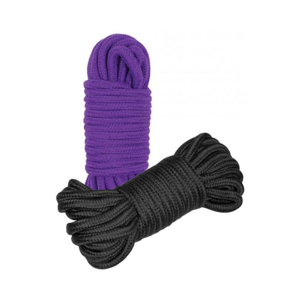 802991611728_1 Plesur Cotton Shibari Bondage Rope 2 Pack - Black/purple - Image 1