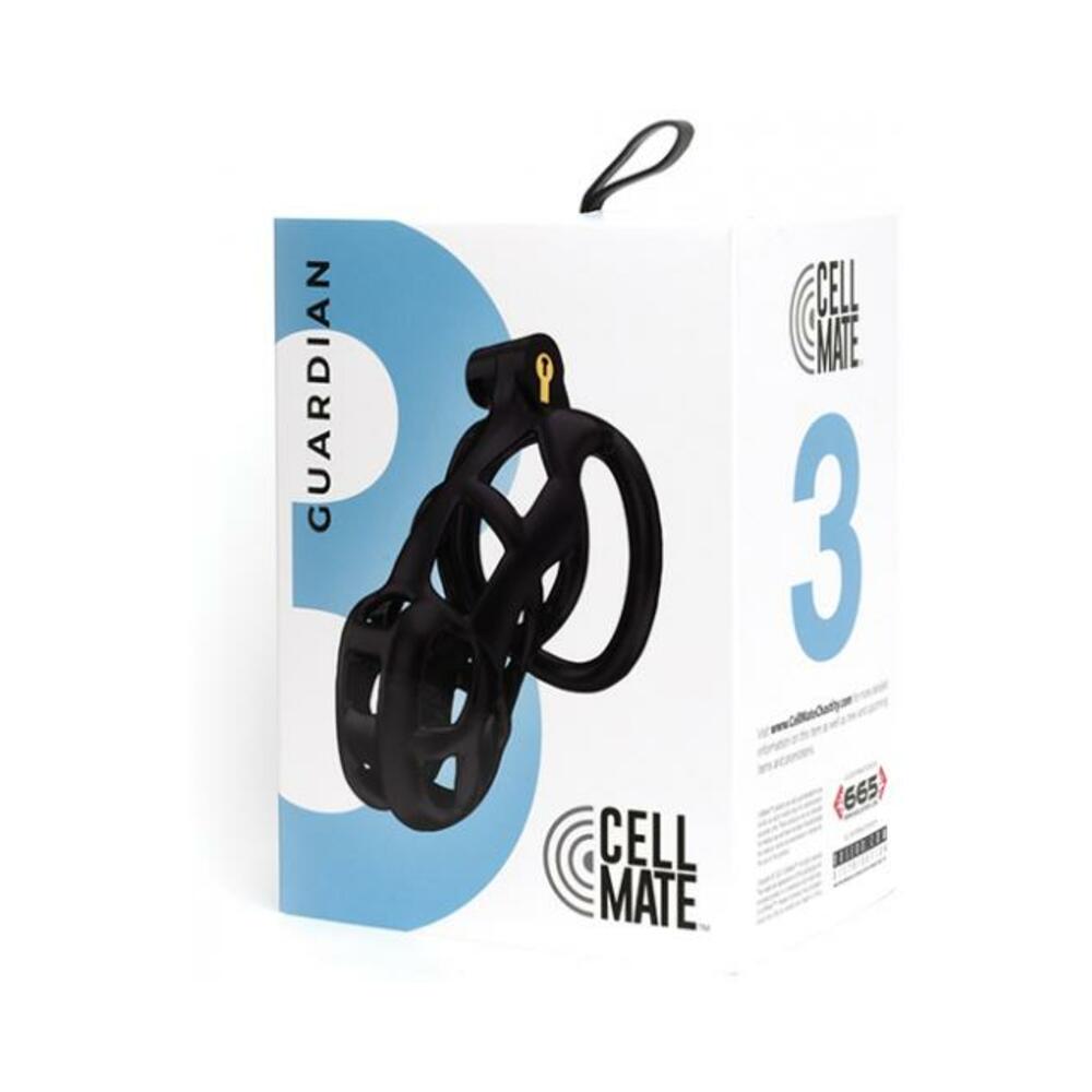 810001688295_1 Sport Fucker Cellmate Guardian Chastity Cage - Size 3 Black - Image 1