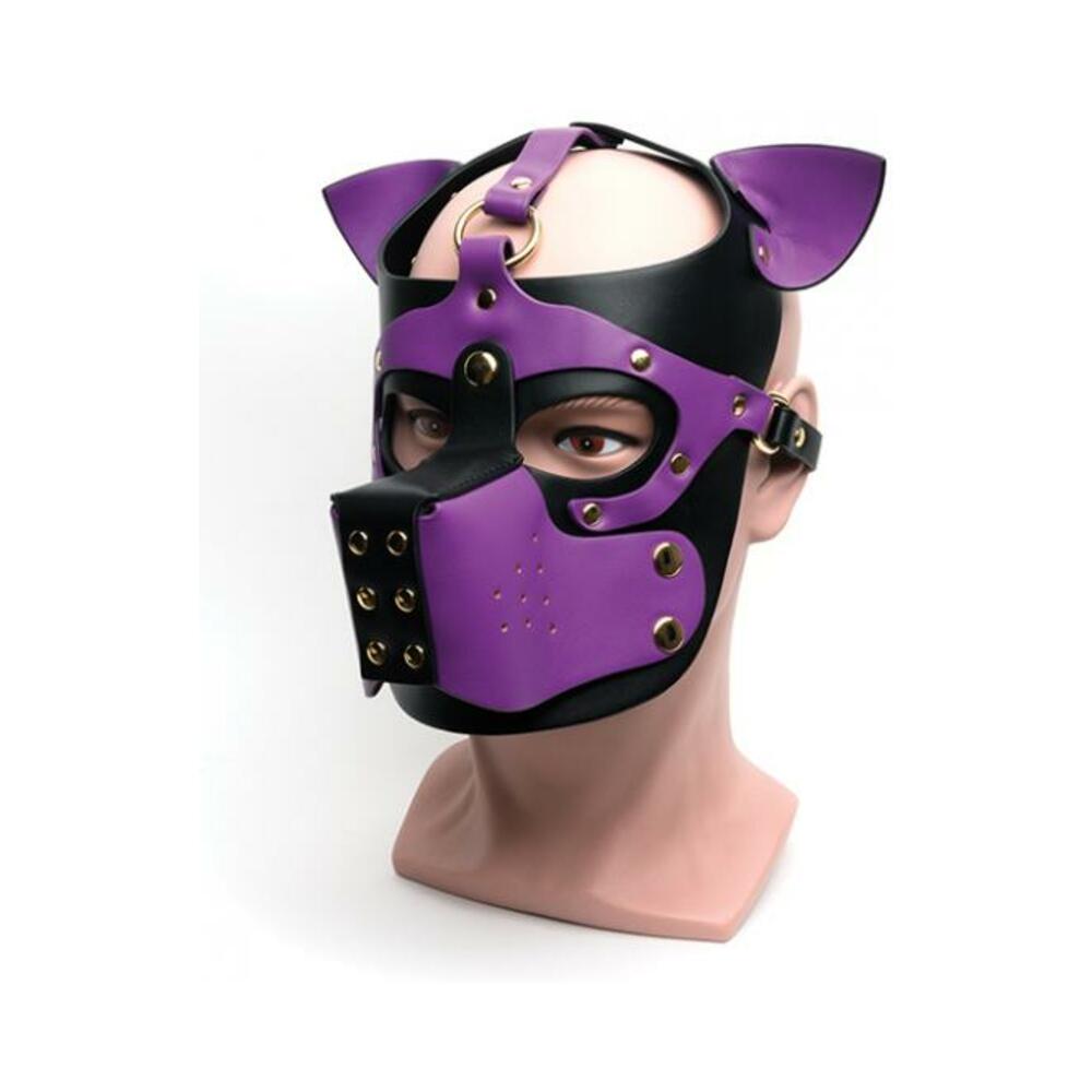 810001688431_1 665 Bondage Pup Hood - O/s Black/purple - Image 1