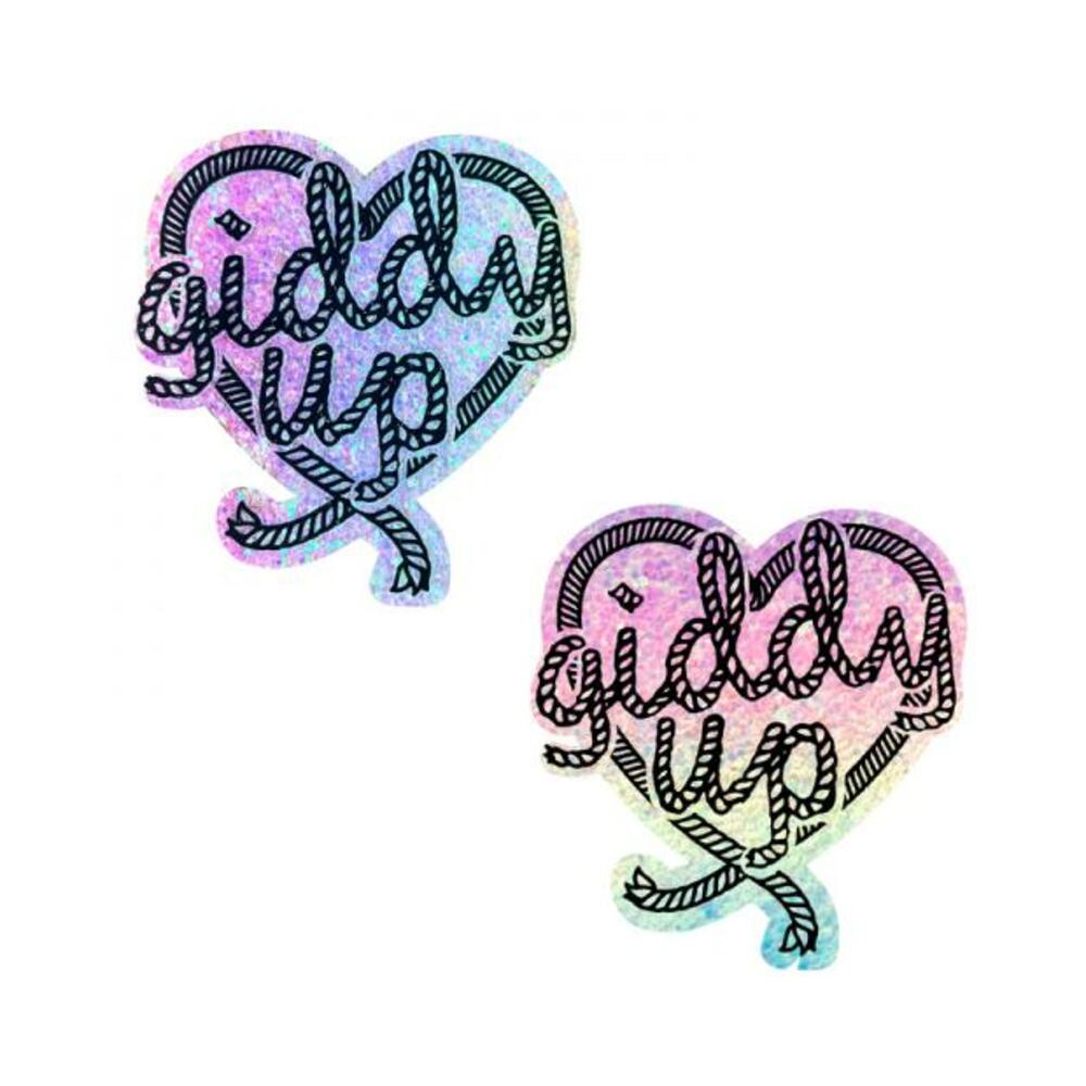 810121172117_1 Neva Nude Giddy Up Light Pastel Smarties Party Glitter Lasso Heart Nipple Pasties - Image 1