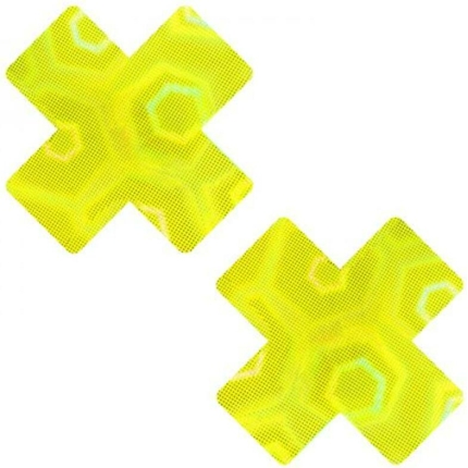 Neva Nude Yellow Nuclear Nightmare Trippy Uv 3d Holographic X Nipple Pasties