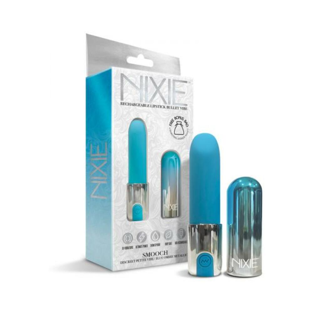 810126930118_1 Nixie Smooch Rechargeable Lipstick Vibrator Blue Ombre - Image 1