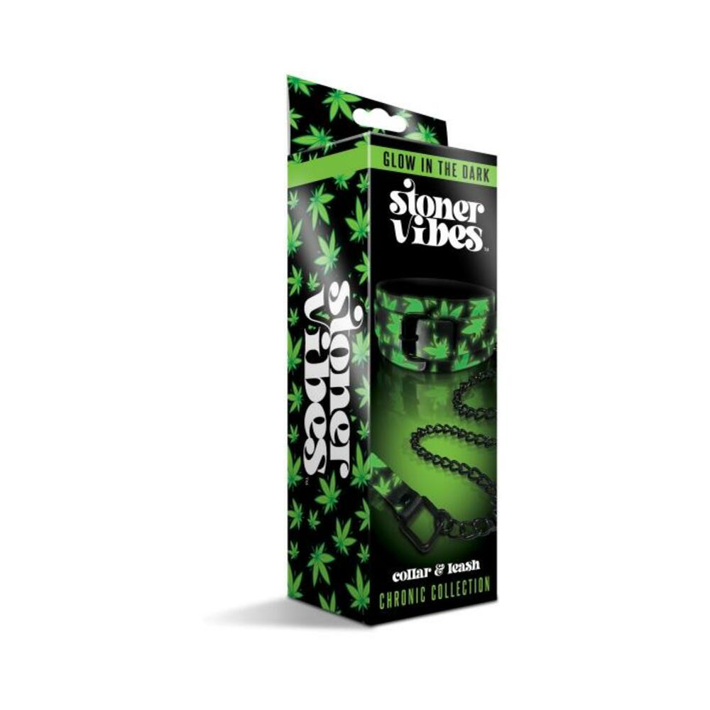 810126930187_1 Stoner Vibes Chronic Collection Glow In The Dark Collar And Leash - Image 1