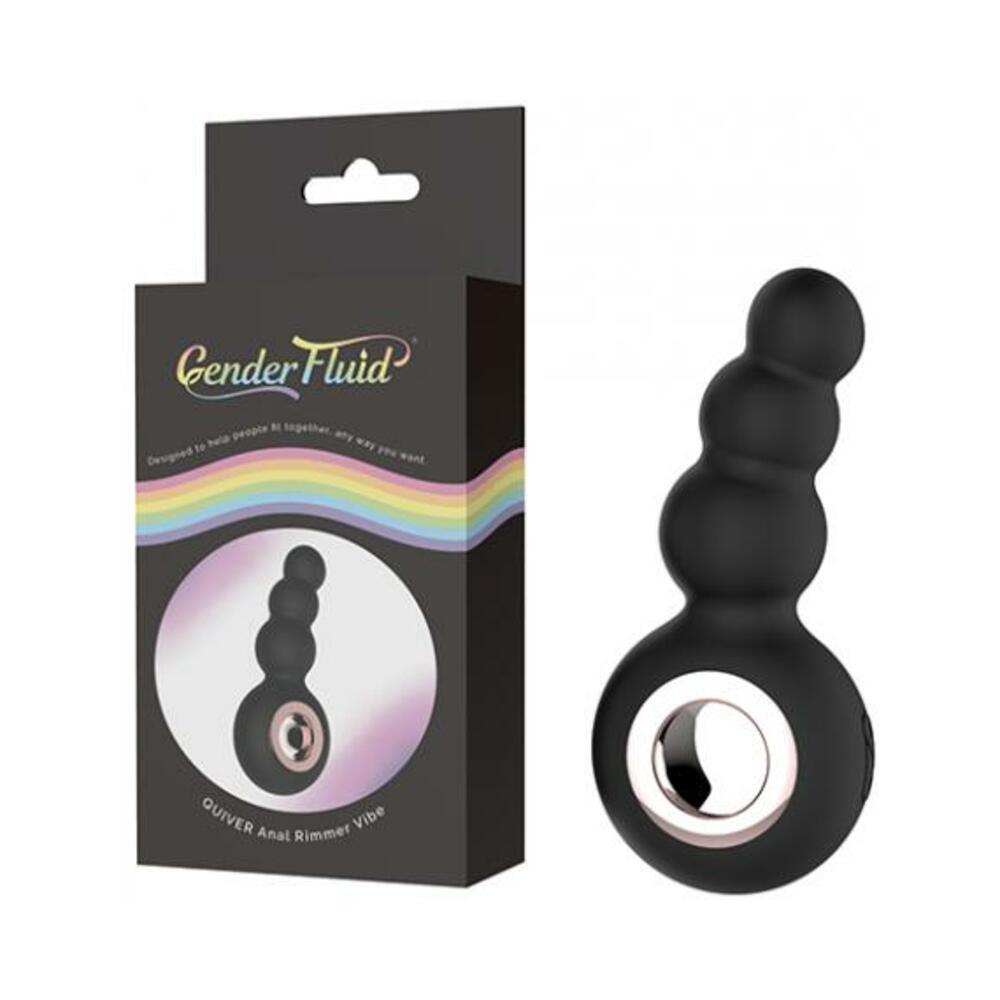 812024034264_1 Gender Fluid Quiver Anal Ring Bead Vibe - Black - Image 1