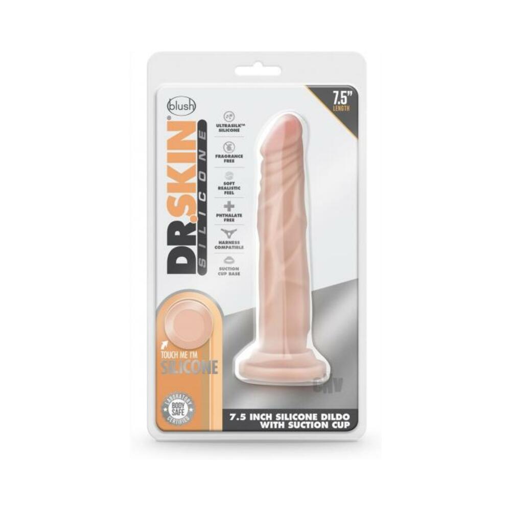 819835023821_1 Dr. Skin Dr. Carter Dong With Suction Cup Silicone 7 In. Vanilla - Image 1