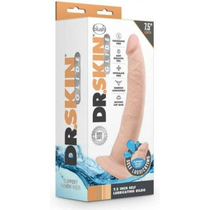 Dr. Skin Glide 7.5" Self-lubricating Dildo Vanilla