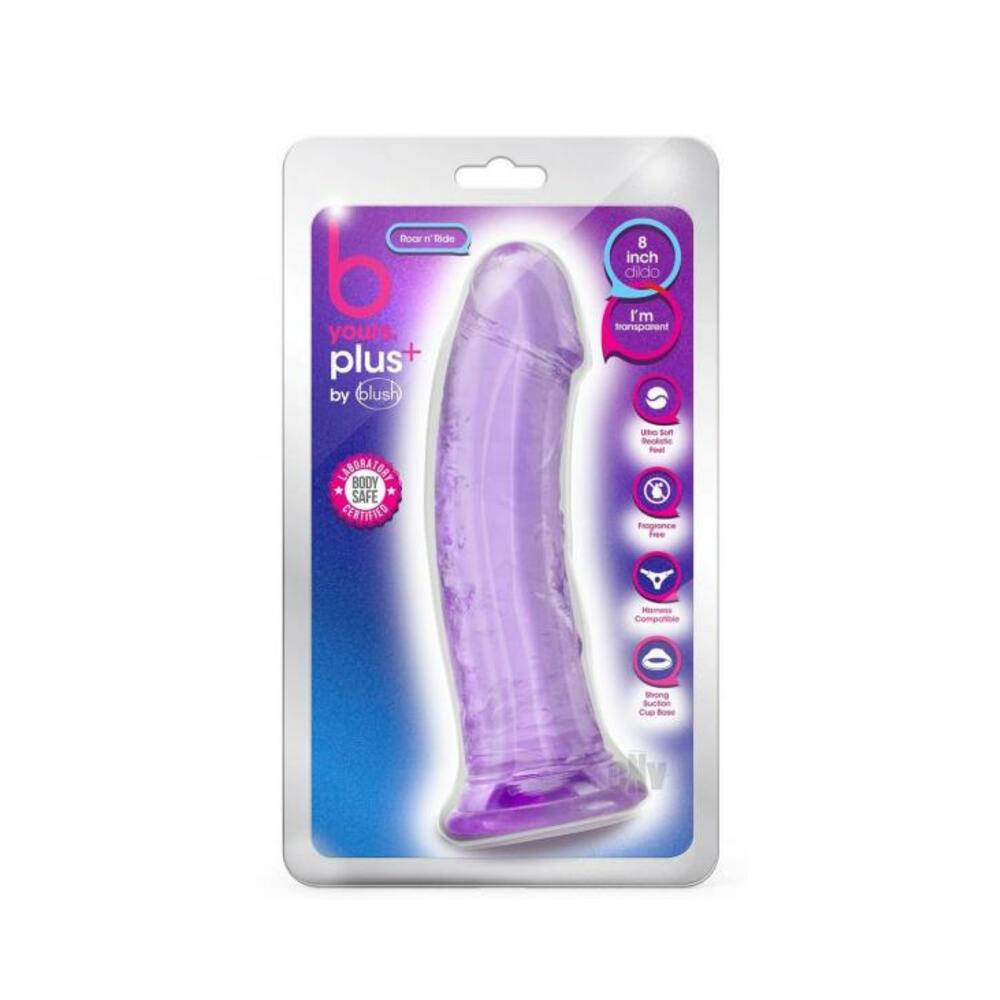 819835026778_1 B Yours Plus Roar 'n' Ride Dildo Purple - Image 1