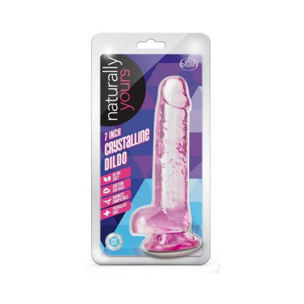819835026853_1 Naturally Yours Crystalline Dildo 7 In. Rose - Image 1