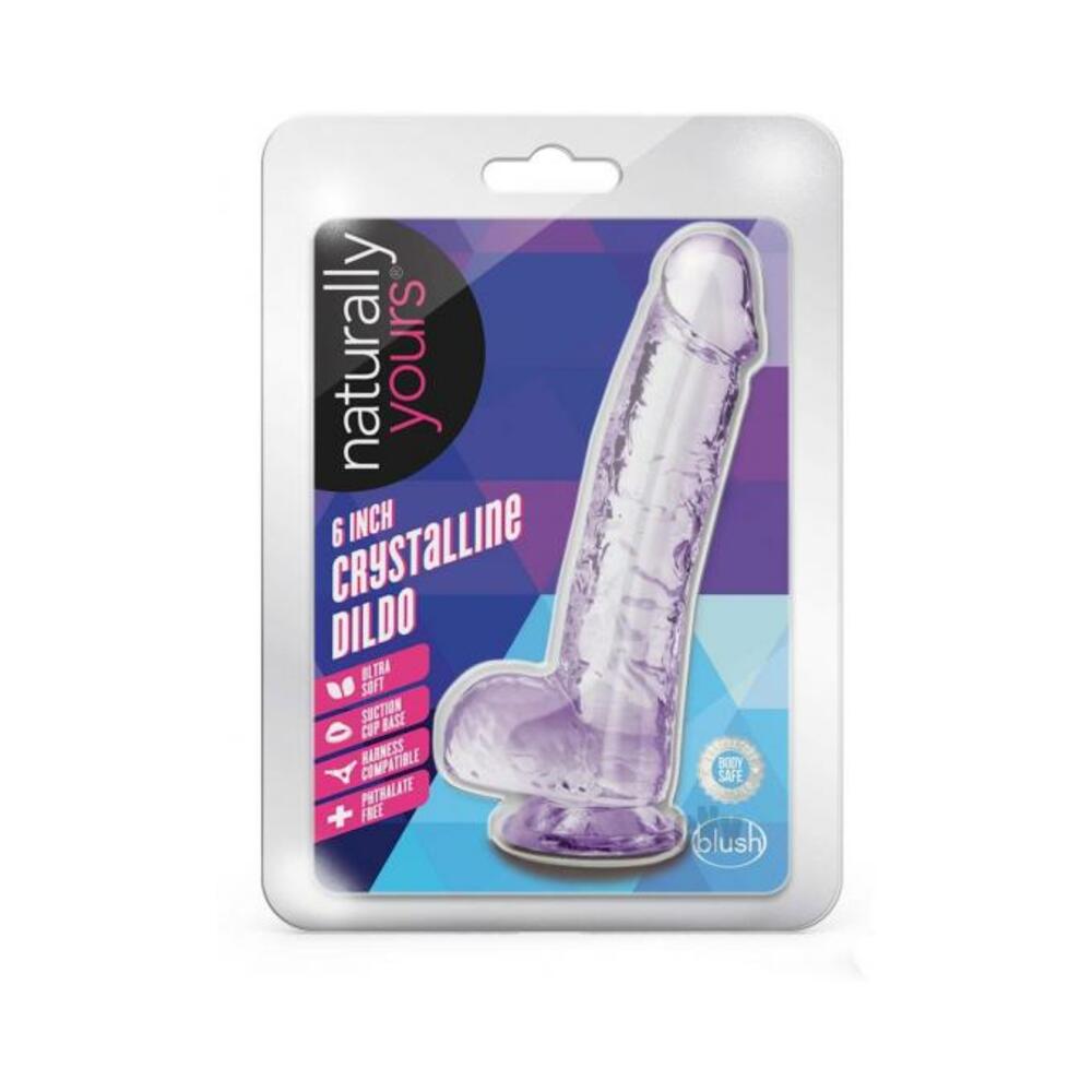 819835026884_1 Naturally Yours Crystalline Dildo 6 In. Amethyst - Image 1
