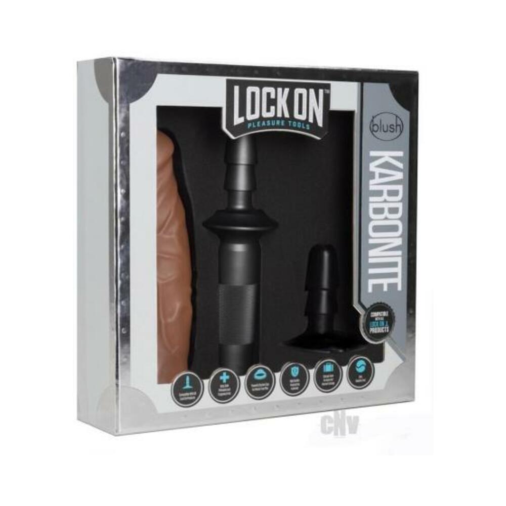 819835027751_1 Lock On - Karbonite Dildo And Handle - Mocha - Image 1