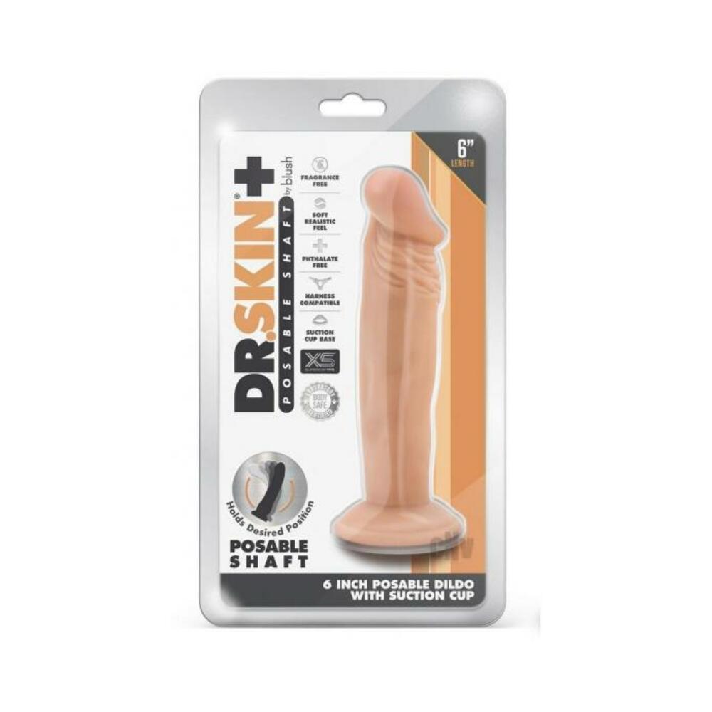 819835028420_1 Dr Skin Plus Posable Dildo 6 Vanilla - Image 1