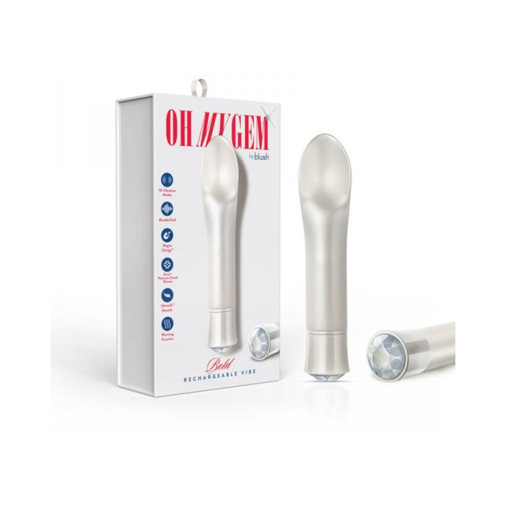 819835029489_1 Blush Oh My Gem Bold Rechargeable Warming Silicone Scooped Tongue Vibrator Diamond - Image 1