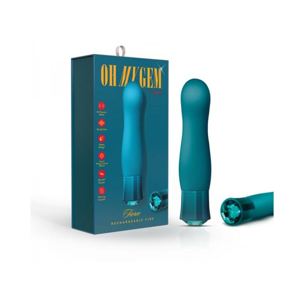 819835029496_1 Blush Oh My Gem Fierce Rechargeable Warming Silicone G-spot Vibrator Blue Topaz - Image 1