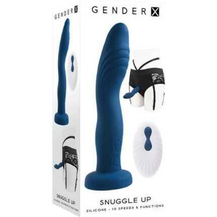 Gender X Snuggle Up Vibrator And Strap-on Harness Blue