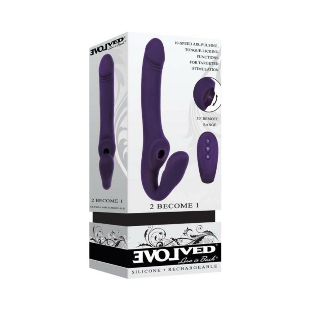 844477019192_1 Evolved 2 Become 1 Silicone Rechargeable Strapless Strap-on Purple - Image 1