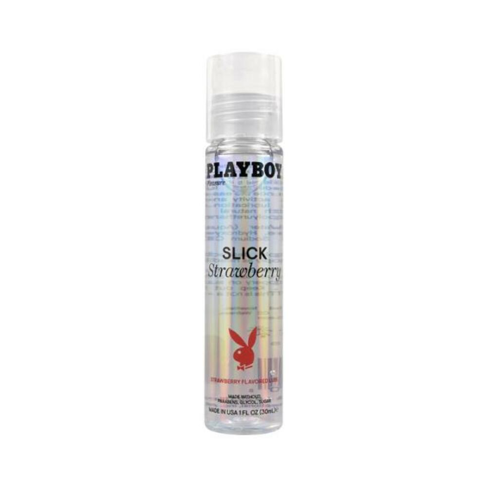 844477022208_1 Playboy Slick Flavored Water-based Lubricant Strawberry 1 Oz. - Image 1