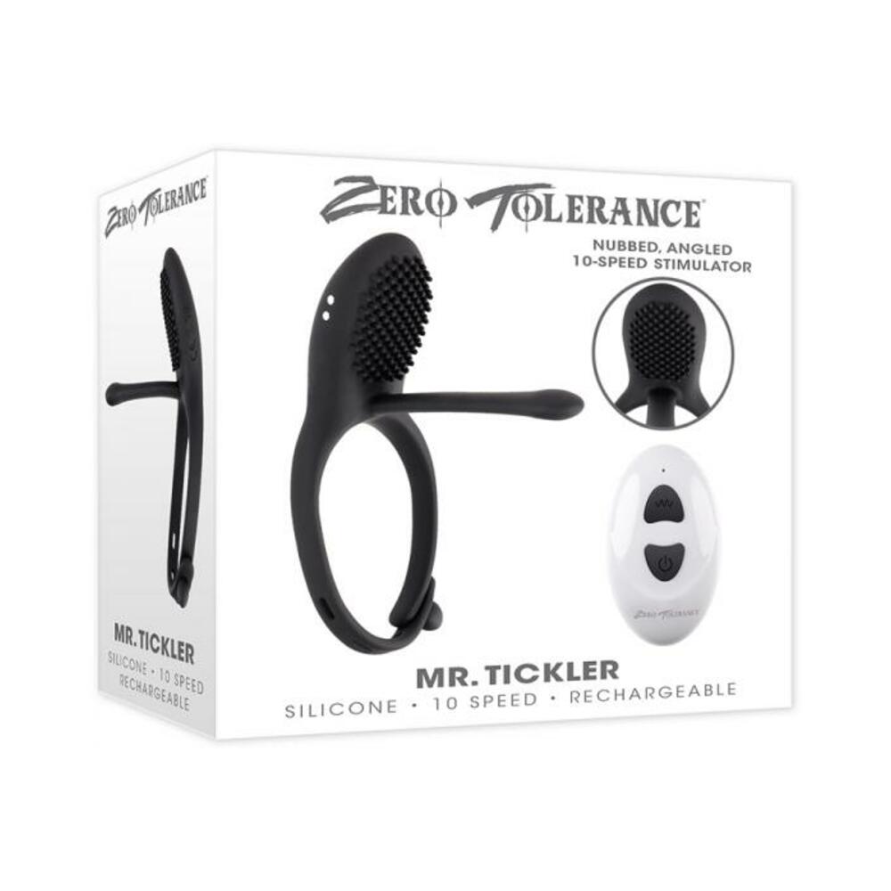 844477022574_1 Zero Tolerance Mr. Tickler Rechargeable Remote Controlled Stimulating Adjustable Silicone Cockring B - Image 1