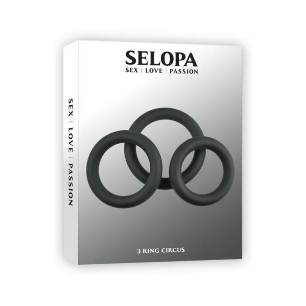 844477023595_1_eae7f77d-45e1-42e1-beb5-9f4e7b811c65 Selopa 3 Ring Circus Cock Ring Set Silicone Black - Image 1
