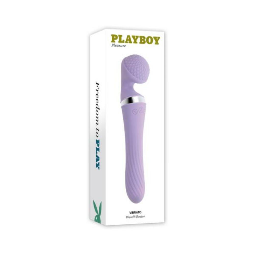 844477023656_1 Playboy Vibrato Rechargeable Silicone Dual Ended Wand Vibrator Opal - Image 1