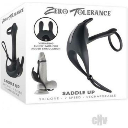 Zero Tolerance Saddle Up Rechargeable Vibrating C-ring & Girth Enhancer Silicone Black