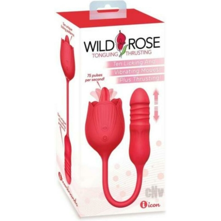 Wild Rose Licking & Thrusting Vibrator - Red