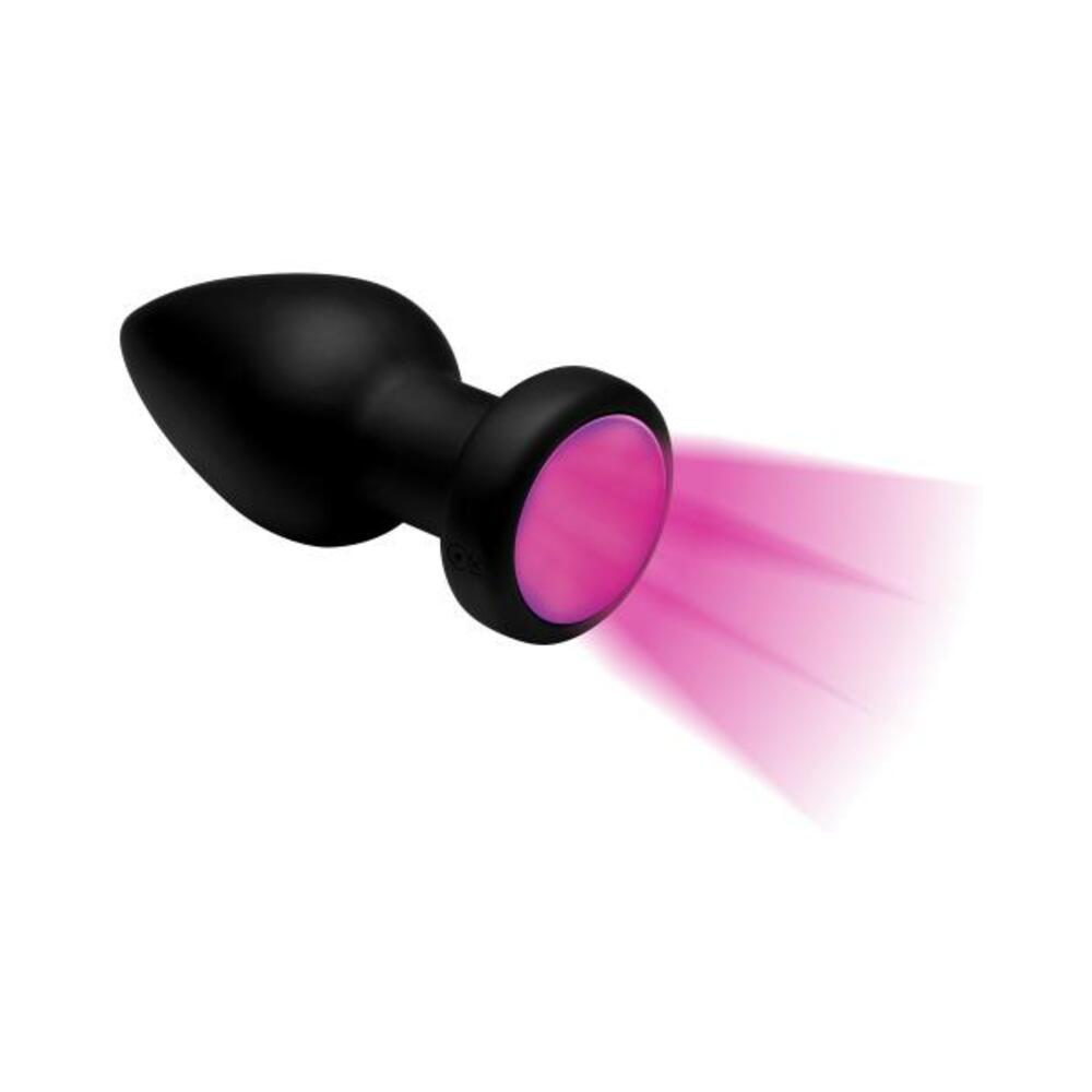 848518034557_1 Booty Sparks Silicone Vibrating LED Anal Plug Small Black - Image 1
