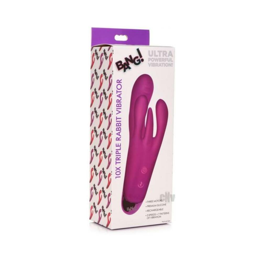 848518048028_1 Bang Triple Rabbit Vibrator Purple - Image 1