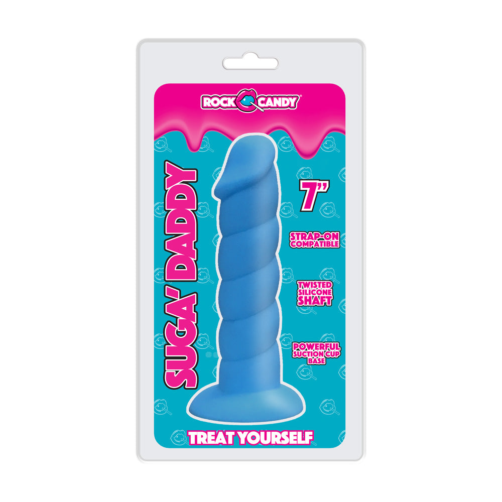 850006647446 Rock Candy Suga Daddy 7 Silicone Dildo - Blue - Image 1