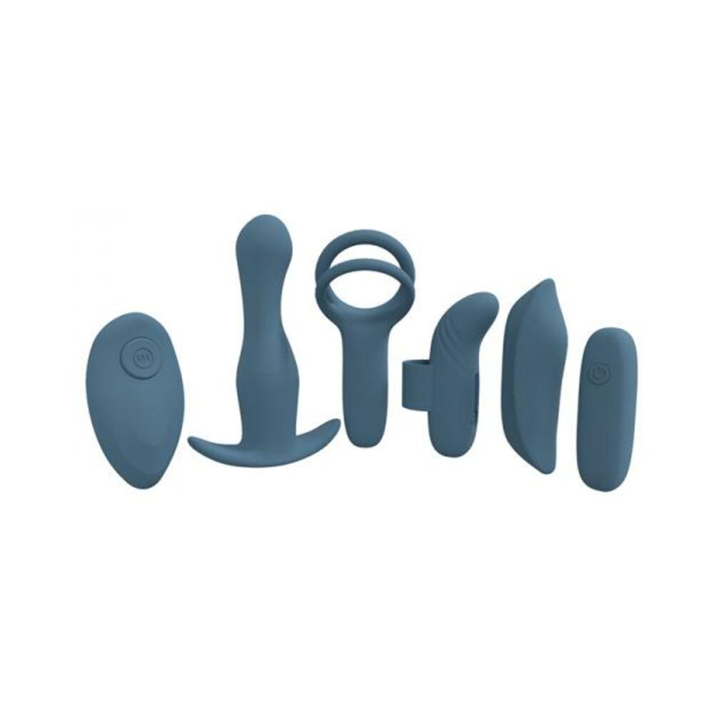 8714273052551_1 Loveline Supreme Weekend Kit Silicone Rechargeable Waterproof Blue/grey - Image 1