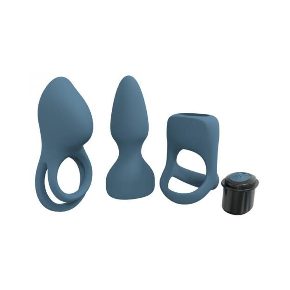 8714273052575_1 Loveline Pleasure Kit 10 Speed Silicone Rechargeable Waterproof Blue Grey - Image 1