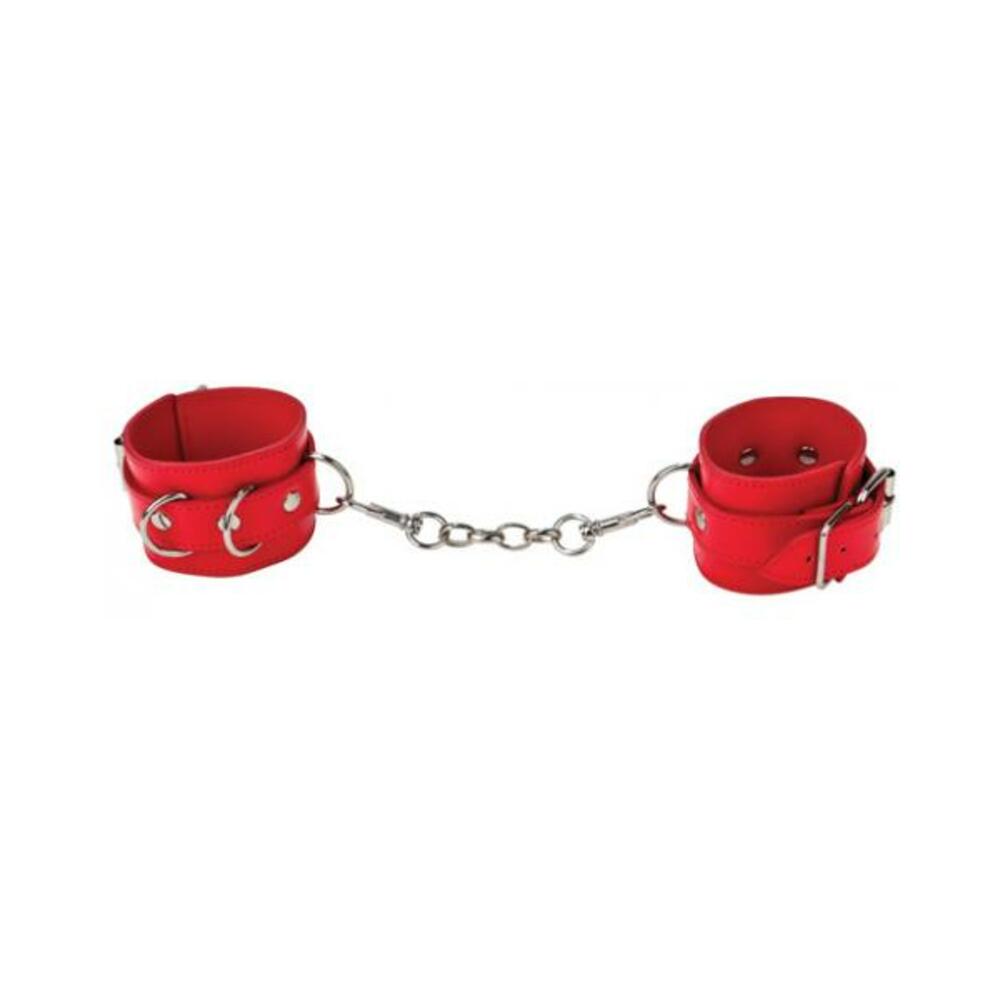 8714273309402_1 Ouch Leather Cuffs Red - Image 1
