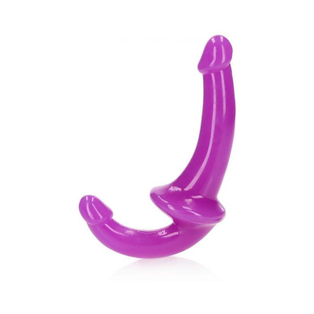 8714273520166_1 Realrock Glow In The Dark 6 In. Strapless Strap-on Dildo Neon Purple - Image 1