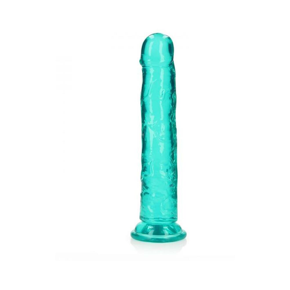 8714273520586_1 Realrock Crystal Clear Straight 10 In. Dildo Without Balls Turquoise - Image 1
